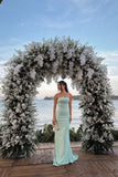 Elegant Mermaid Strapless Mint Green Sleeveless Prom Dress Long Prom Gown HZ0311