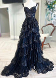 Off-the-shoulder Bustier Tiered Ball Gown Prom Dress With Lace-up HZ0311