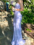 Mermaid Marine Ball Dresses Floor Length Formal Gowns Lilac Strapless Prom Dresses Evening Dress HZ0311