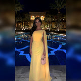 Timeless Sheath One Shoulder Chiffon Yellow Prom Dresses Inspiration Long Party Formal Wedding Guest Outfits HZ0311