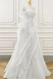 Elegant Sage Green Tulle Lace Prom Dress Off The Shoulder Long Evening Party Dress Prom Gowns HZ0311