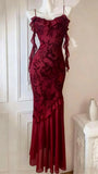 Vintage Mermaid Spaghetti Straps Black Lace Prom Dresses Formal Dress 18th Birthday Outfits Prom Gown HZ0311
