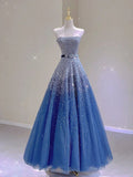 Classy Ball Gown Prom Dresses Inspiration 2026 Royal Blue Tulle Evening Dress With Beads For Teenagers High Schools HZ0311