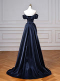 Simple Off Shoulder Satin Burgundy Long Prom Dress, Burgundy Long Formal Dress Party Gown HZ0311