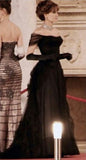 Vintage Ball Gown Black Birthday Party Dresses Off The Shoulder Prom Dresses Outfits Formal Dress HZ0311