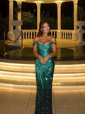 Luxurious Off-The-Shoulder Pleated Split Prom Dress 16 Birthday Party Dress Evening Dresses HZ0311