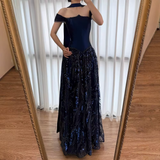 Customized Special Occasion Dress Navy Blue Prom Dresses Luxury Dress Sharon Happy Evening Dresses HZ0311