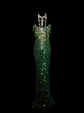 Vintage Mermaid Spaghetti Straps Green Sequin With Beads Bodice College Formal Outfit Long Prom Graduation Dresses For Teens HZ0311