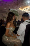 Dazzling Off-The-Shoulder Mermaid Prom Dresses Column Long With Pleats HZ0311