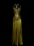 Classy Mermaid Spaghetti Strap Olive Green Senior Prom dresses High School Long Formal Dresses HZ0311