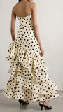 Sweetheart Black Polka Dots Chiffon Prom Dresses With Pleated And Ruffles Formal Dresses HZ0311