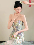 Princess Mermaid Sweetheart Lace Floral Long Prom Dress Fashion Aesthetic For Teens Formal Dresses Party Outfits Prom Gown HZ0311
