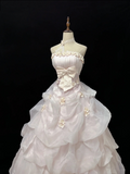 Light Pink Strapless A-Line Vintage Party Dresses Birthday Outfits Ball Gowns, HZ0427