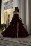 Sparkly Ball Gown Strapless Black Prom Dresses Fashion Evening With Slit Sequin Long Formal Party Gowns HZ0311