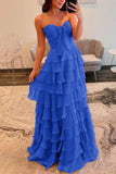 Chiffon Fuchsia Sweetheart Tiered Ruffles Prom Dress with Multi Layers A line 2026 Formal Evening Gowns HZ0311