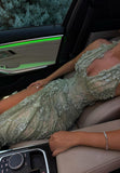 Gorgeous Mermaid Halter Neck Green Long Party Dress With 3D Flowers Evening Gowns HZ0311
