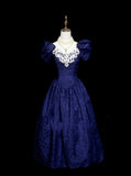 Vintage Ball Gown Royal Blue 1980s With Appliques College Formal Outfit Prom Graduation Dresses For Teens HZ0311