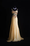 Retro A Line Spaghetti Straps Yellow Chiffon 90s Long Prom Dresses Inspo 18th Birthday Outfits Formal Dress HZ0311