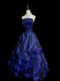 Charming Ball Gown Strapless Sweet 16 Dresses Quinceanera Dress 3D Flowers Long 15 Vestidos De Fiesta HZ0311