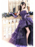 Luxurious Ball Gown Strapless Grape With Lace 2026 Prom Dress 16 Birthday Party Dress For Women Formal Gown HZ0311