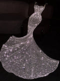 Vintage 80s Wedding Dresses Mermaid Sweetheart Sequins White Long Brides Dress Fitted Bridal Gown HZ0311