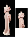 Timeless Mermaid One Shoulder Blush Pink Satin Long Prom Dresses Inspiration Party Dress Prom Gowns HZ0311