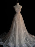 Charming A Line Sweetheart With Appliques White Lace Tulle Wedding Dress Long Fairytale Autumn Bridal Dresses HZ0311