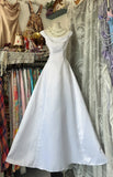 Modest Ball Gown Scoop White Satin Long Prom Dresses Inspiration Party Gowns Princess Formal Dress HZ0311