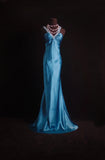 Retro Mermaid Halter Teal Blue Satin 2000s Long Prom Dresses Inspo 18th Birthday Outfits Formal Dress HZ0311
