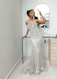 Sparkly Mermaid Sweetheart Silver Gray Sequin With Beaded Long Prom Dresses For Black Girls Formal Dress Party Birthday Outfits HZ0311