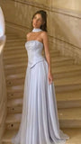 Elegant A line Strapless Light Sky With Scarf Winter Long Formal Ideas Prom Evening Dress Dinner Outfits Party Gowns For Women HZ0311
