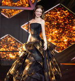 Cute Ball Gown Strapless Black Sleeveless Long Quinceanera Dress Birthday Sweet 15 16 Birthday Outfits HZ0311