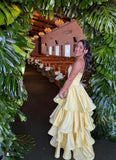 Modest Ball Gown Strapless Satin Yellow Long Prom Dresses For High School People Girls Formal Bridesmaid Dress HZ0311