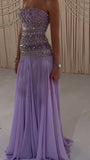 Classy A line Strapless Lilac Chiffon Prom Dresses Inspo For Teens Formal Dress Party Outfits Prom Gowns HZ0311