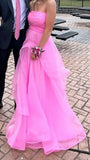 Elegant Ball Gown Strapless Dusty Orange Tulle Evening Women Party Dresses Long Formal Prom Dress 16 Birthday Gown HZ0311