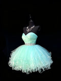 Cute Ball Gown Sweetheart Light Sky Blue Tulle Short Hoco Outfits Middle School Homecoming Dresses Cocktail Gown HZ0311