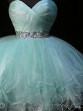 Cute Ball Gown Sweetheart Light Sky Blue Tulle Short Hoco Outfits Middle School Homecoming Dresses Cocktail Gown HZ0311