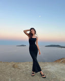 Sexy Mermaid Spaghetti Straps Black Satin Long Prom Dresses Trendy Party Dress For Women HZ0311