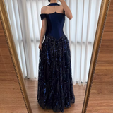 Customized Special Occasion Dress Navy Blue Prom Dresses Luxury Dress Sharon Happy Evening Dresses HZ0311