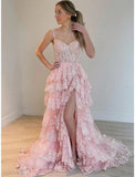 Sexy Ball Gown Off The Shoulder Lace Slit For Black People Girls Prom Dresses Sequin Long Formal Evening Party Gowns HZ0311