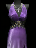 Modest Mermaid V Neck Grape White Ombre Slit College Formal Outfit Long Prom Graduation Dresses For Teens HZ0311
