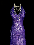 Classy Mermaid Halter Grape Sequin Sleeveless Long Senior Prom dresses High School Formal Dresses HZ0311