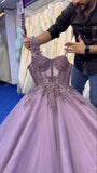 Modest Senior Prom Dresses High Schools Inspiration Ball Gown Lilac With Lace Semi Formal Grad Long Prom Dress For Teens HZ0311