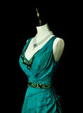 Modest A line V Neck Green With Beaded Bodice College Formal Outfit Long Prom Graduation Dresses For Teens HZ0311