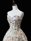 Cute Ball Gown Sweetheart Floral Tulle Tea Length Prom Dresses Formal Gowns Inspo Evening Outfit HZ0311