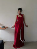 Unique Mermaid Spaghetti Strap Bright Red With Scarf Long Prom Dresses Inspiration Birthday Gowns Formal Evening Dress HZ0311