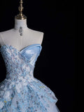 Elegnt Ball Gown Sweetheart Light Sky Blue Tulle Long Prom Dress Fashion Aesthetic High School Formal Dresses Party Outfits Gown HZ0311