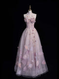 Elegnt Ball Gown High Neck Pink Tulle Long Prom Dress Fashion Aesthetic High School Formal Dresses Party Outfits Gown HZ0311