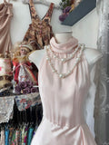 Classy A Line High Neck Pink Chiffon Sleeveless Senior Prom dresses High School Formal Dress HZ0311