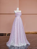Sparkly A line Off The Shoulder Pink Sequined With Short Sleeves Formal Evening Dress Gowns Long Prom Dresses HZ0311